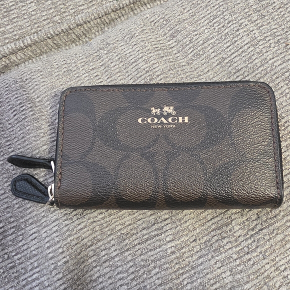 Coach Handbags - Coach Signature Zip-Around Wallet in Dark Brown